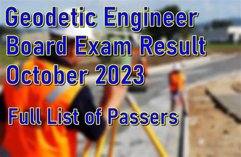 geodetic engineer result october 2023|TOPNOTCHERS: October 2023 Geodetic Engineer Licensure .